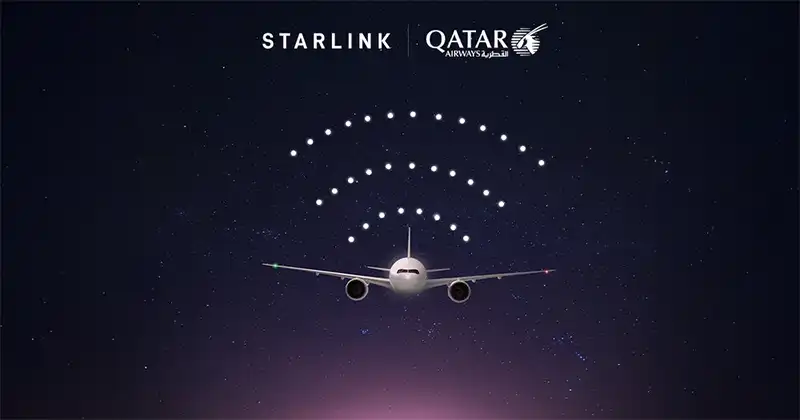 Qatar Airways - Starlink connection on board Ultra-fast Wi-Fi connection with Starlink on Qatar Airways Boeing 777s
